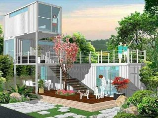 在休閑農(nóng)莊之地，他用集裝箱建了幾棟民宿